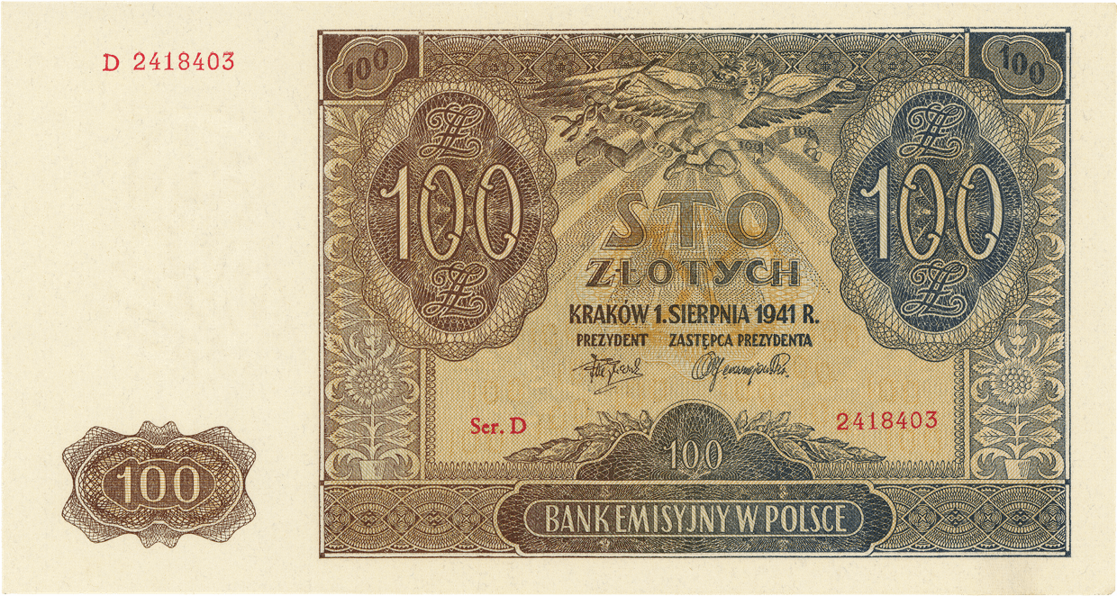 Banknot 100 zł, 1941 rok