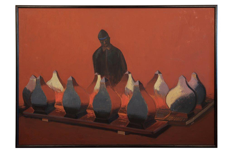 „Suszenie elementów kamiennych”, 1996, olej na płótnie