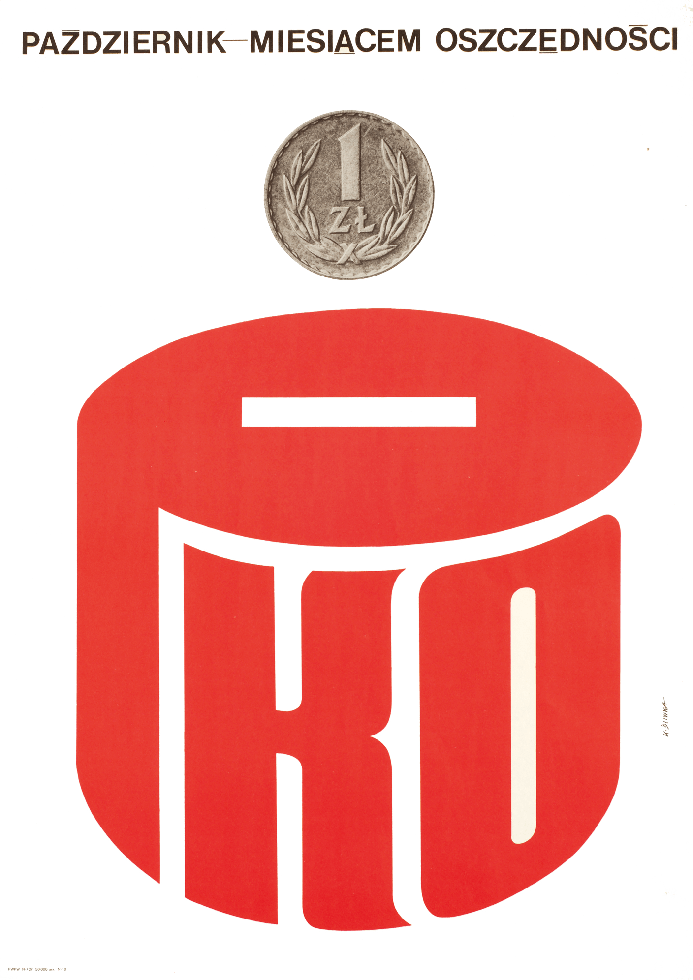 Plakat z logo PKO Karola Śliwki